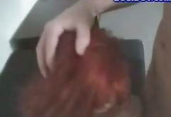 Dirty red haired bitch sucks dick like greedy on a pov cam
