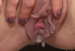 Pussy and anal creampie for lustful red haired slut
