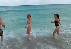 Beach bitches  are ready for threesome fuck