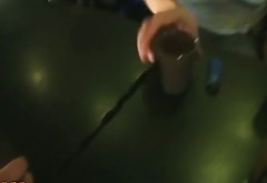 Drunk college slut spins on pole during wild party