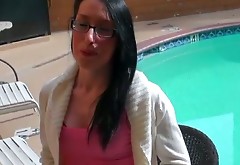 Four eyed skank gives hot blowjob to her boyfriend