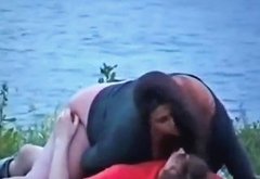 Voyeur tapes a fat girl having sex with her bf near the lake