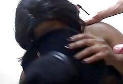 Two ebony cocksuckers sucking a white hard cock for long time