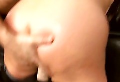 Tasty looking ample BBW rides a dildo saddle with hairy pussy