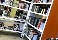 Nerdy Teen Girl Flashing In The Library