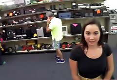 Hot college teen trades her pussy for some cash in the pawnshop