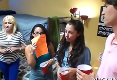 College girls play games that get them fucked at a party