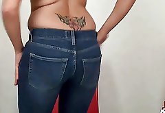 Petite Celine teasing in skinny jeans