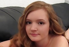 Beautiful blonde teen loves office tables