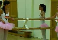 Cute voracious ballerinas in tutus boast of natural tits in front of each other