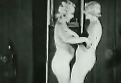 Natural blonde girls blowing a guy in retro porn