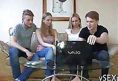 Euro teen starts a hardcore party with her kinky friends