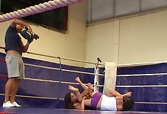 Amanda Moore is fighting on a boxing ring showing her temper