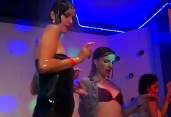 Hot tempered disco sluts bare their cute asses  at the party