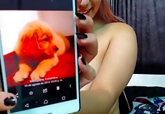 Huge natural tits and pussy playing on webcam