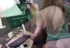 Attractive blonde woman gets hammered by Shawn in his office