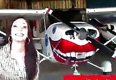 Kinky lady getting fucked in a hangar