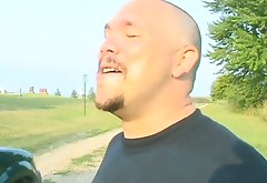 Sexy bald redneck (somehow) fucks poor thing.