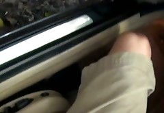 Kinky blondie wins a dick and gives a solid blowjob for cum right in the car