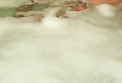 Gorgeous blond bitch with sweet boobs sucks long dick in bath
