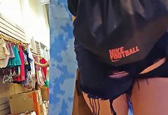 Candid Voyeur Hot Latina Ass Hanging out of Ripped