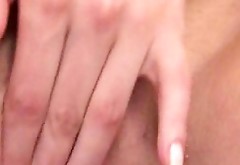 Winsome teen nymphet fingering her little twat in bath tube