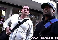Dutch hooker sucks black dick