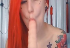 Super Skinny Emo With Pierced Tits Uses a Fuck Machine