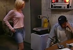 Cute blonde girl having sex at work