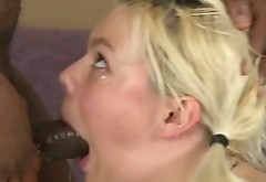 Torn slut is gagging while brutish black stud throat fucking her hard