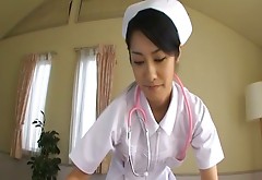 Whorish nurse Kyoka Ishiguro sucks the patient's cock