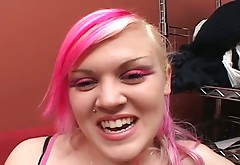 Pink haired emo girlfriend goes wild on a pov camera
