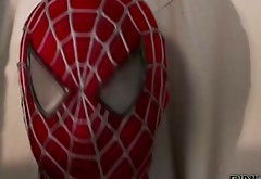 Breathtaking blonde takes spider man's cock from behind