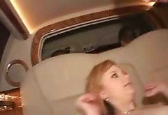 Dirty street whore Alex Devine rims ass hole of horny dude in the car