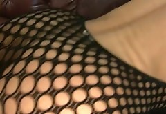 Insatiable milf in body fishnets gives her head and gets fucked