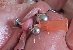 Real Clitoris Piercing And Through With A Needle