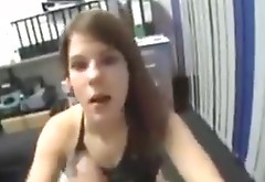Slutty girl sucks her friends cock in the office