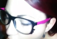 Beautiful Nerdy Girl with Glasses Deepthroats