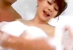 Japanese chick gets creampie in the bathroom