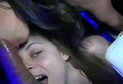 Fivesome sex with horny busty and booty young dirty bitches