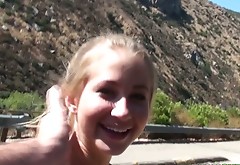 Fresh faced blonde girl gives head before riding solid pecker on top