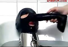 Bondaged Girl In Pvc Overal Sucking Nipples Licking Mistress Pussy In The Bath Tube