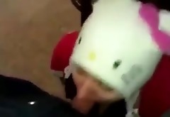 Girl with cute kitten had gives blowjob