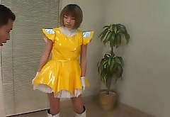 Foolish Japanese bitch Miku Horikoshi is wearing creepy outfit