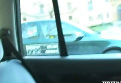 Hussy  girl Rachel Evans gives blowjob in the car