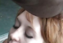 Petite ginger haired bitch Red Hat provides BBC with great blowjob