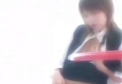 Natsuko takes her clothes off and toys her clitoris