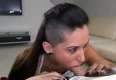 Adriana with her big vreast and big ass swallows a large dick deepthroat
