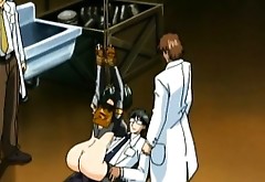 Tied up hentai babe gets fucked rough by three men