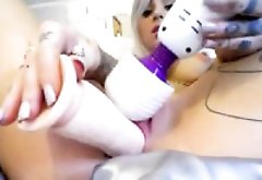 Horny inked girlfriend masturbating